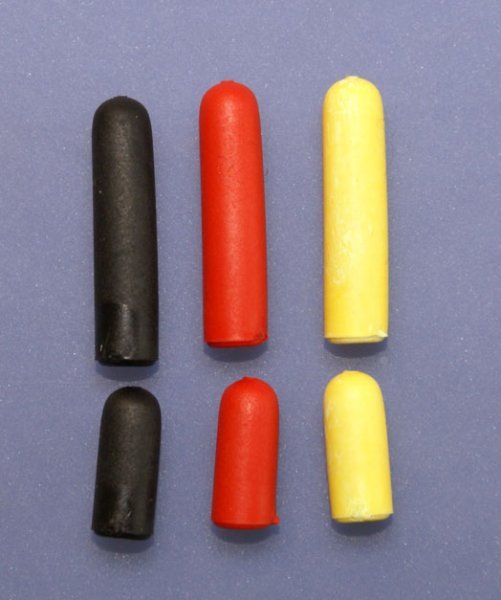 6 Stück Schalterkappen schwarz, rot,  gelb 991005